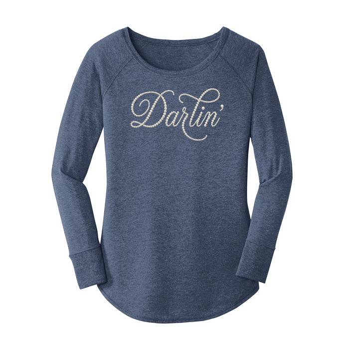 Womens X-Small Navy Heather Long Sleeve Tunic Tee