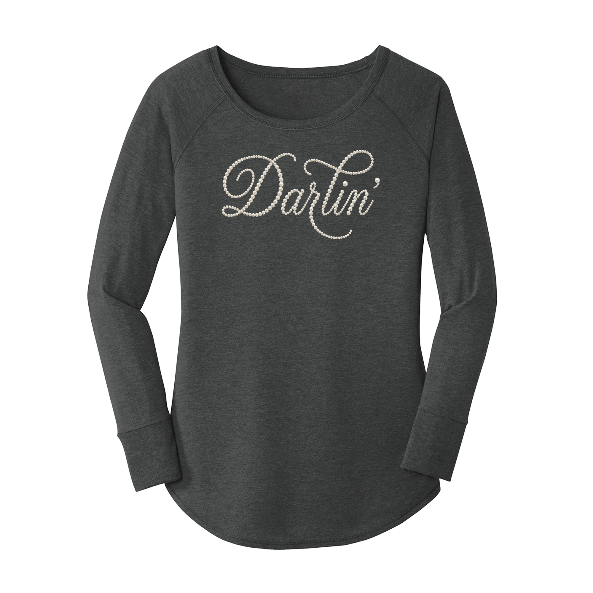 Womens X-Small Dark Heather Gray Long Sleeve Tunic Tee