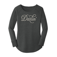 Womens X-Small Dark Heather Gray Long Sleeve Tunic Tee