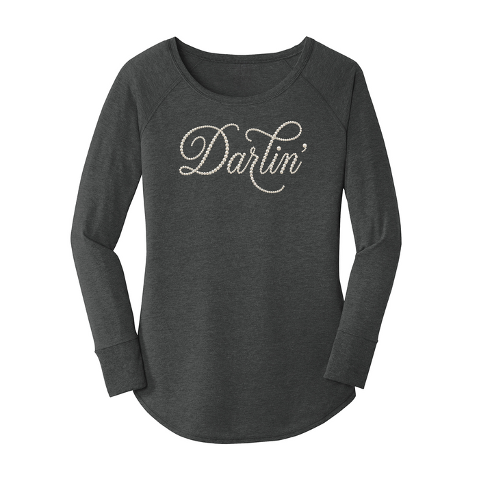 Womens X-Small Dark Heather Gray Long Sleeve Tunic Tee