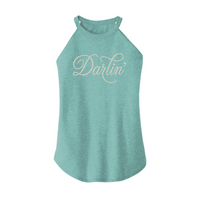 Womens X-Small Teal Rocker Tank Top