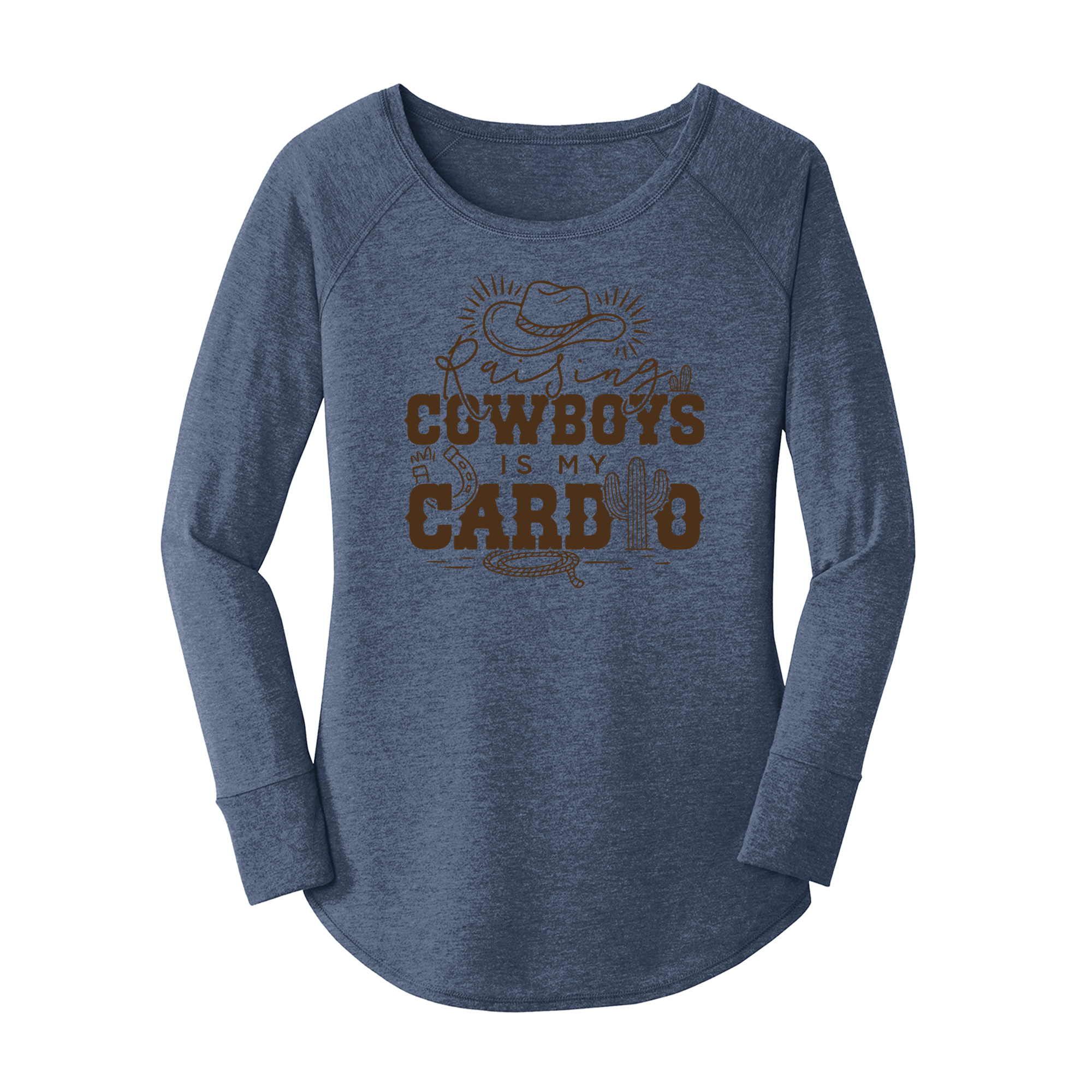 Womens X-Small Navy Heather Long Sleeve Tunic Tee