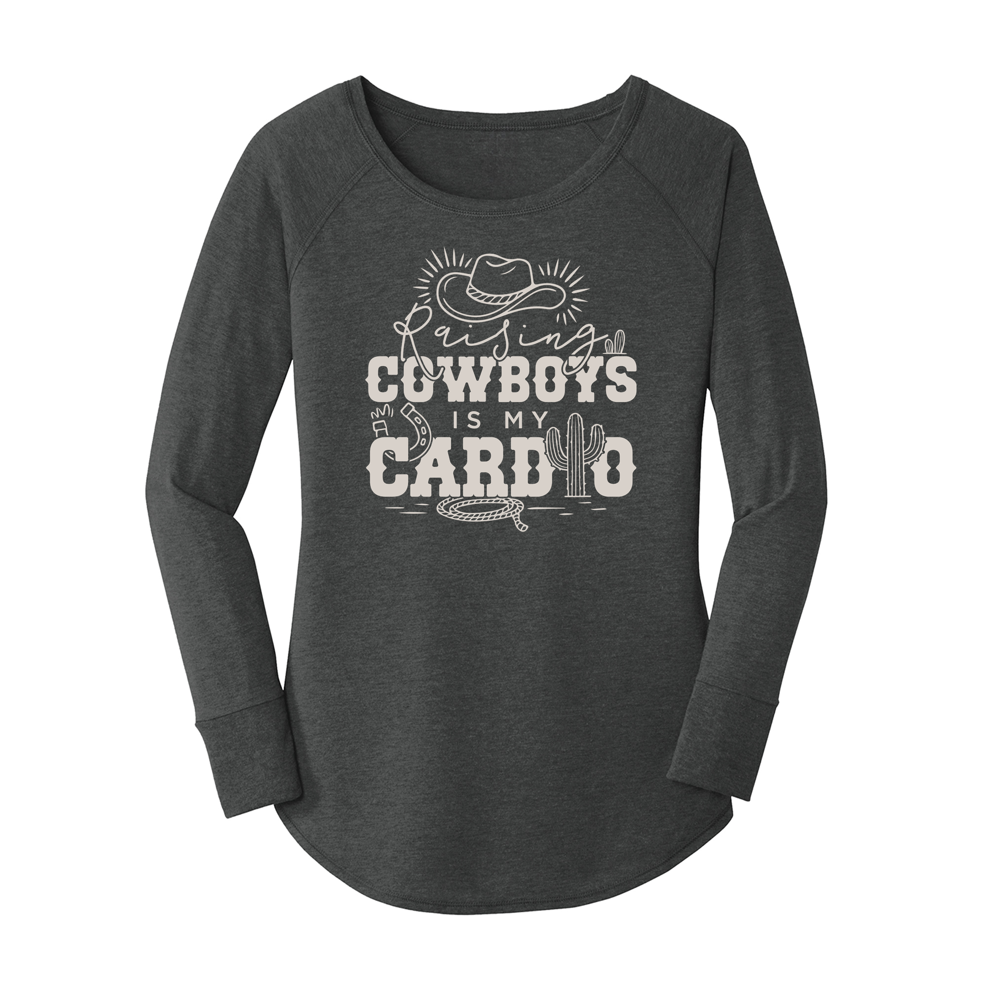 Womens X-Small Dark Heather Gray Long Sleeve Tunic Tee