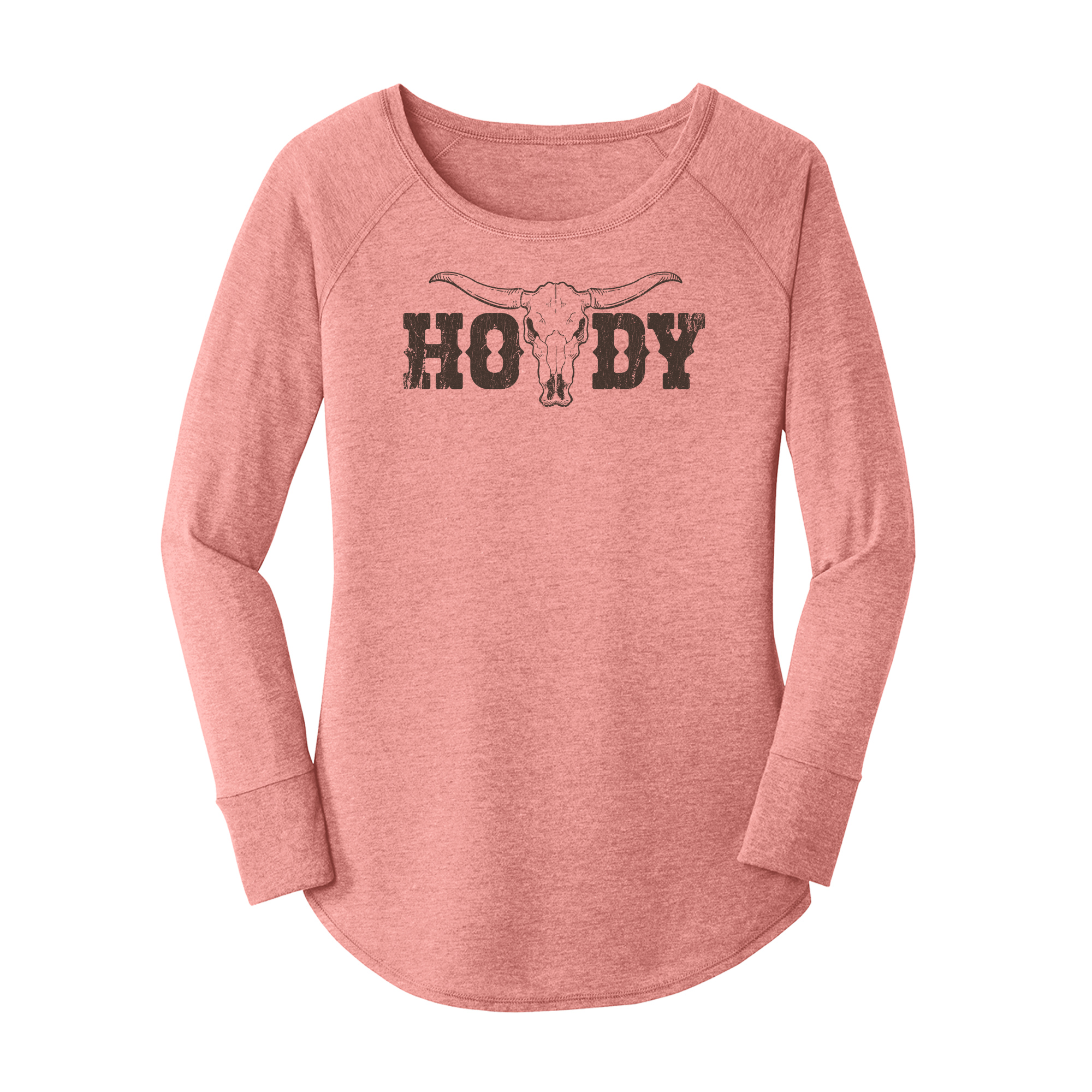 Womens X-Small Light Pink Long Sleeve Tunic Tee