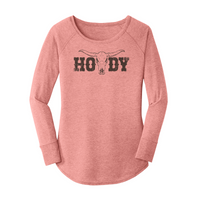 Womens X-Small Light Pink Long Sleeve Tunic Tee