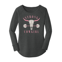 Womens X-Small Dark Heather Gray Long Sleeve Tunic Tee