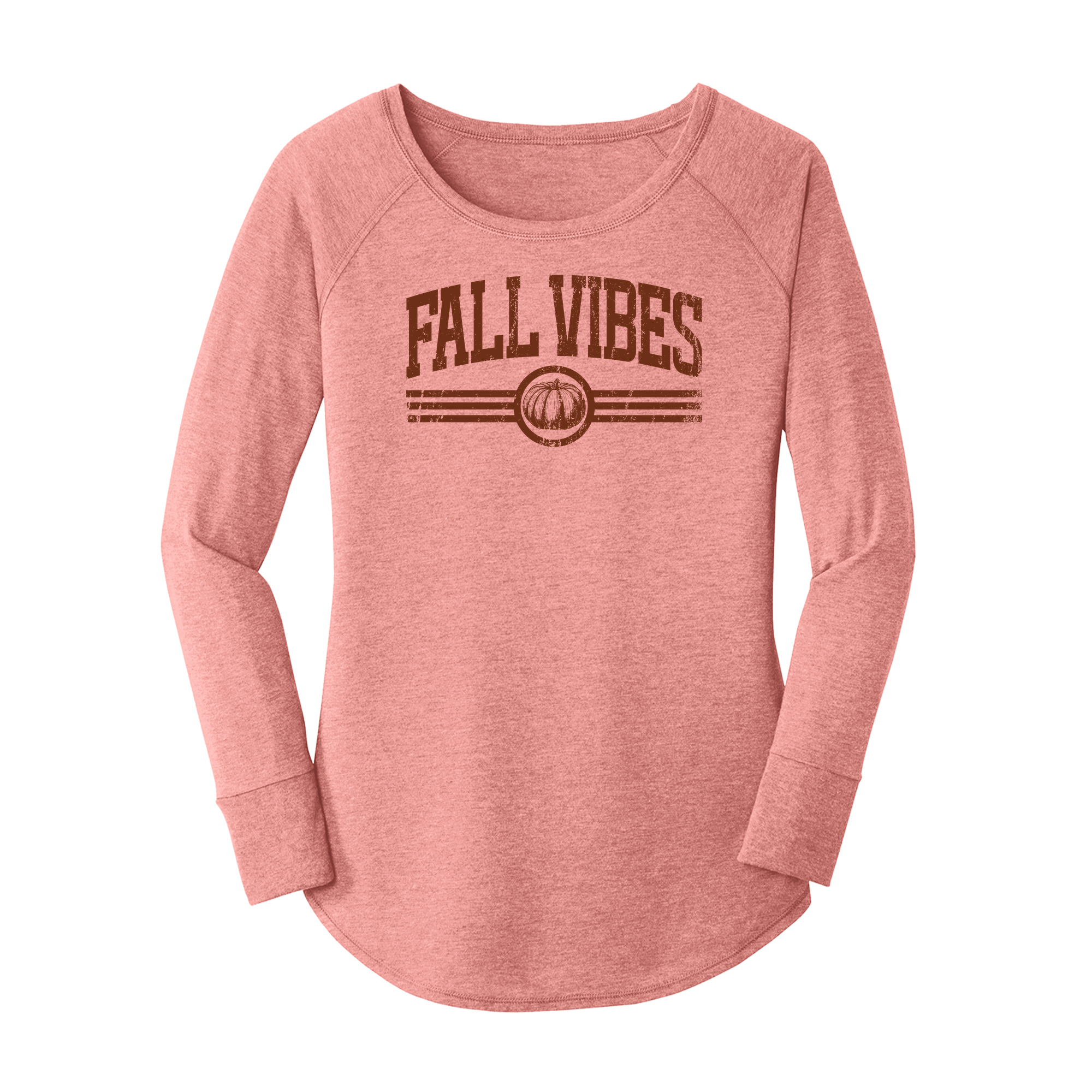 Womens X-Small Light Pink Long Sleeve Tunic Tee
