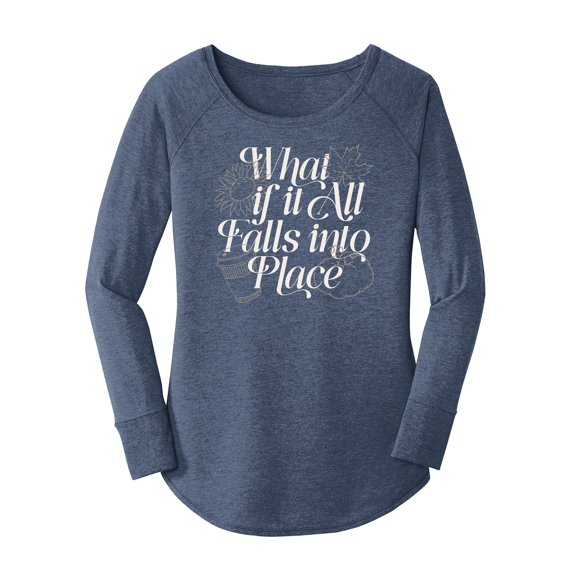Womens X-Small Navy Heather Long Sleeve Tunic Tee