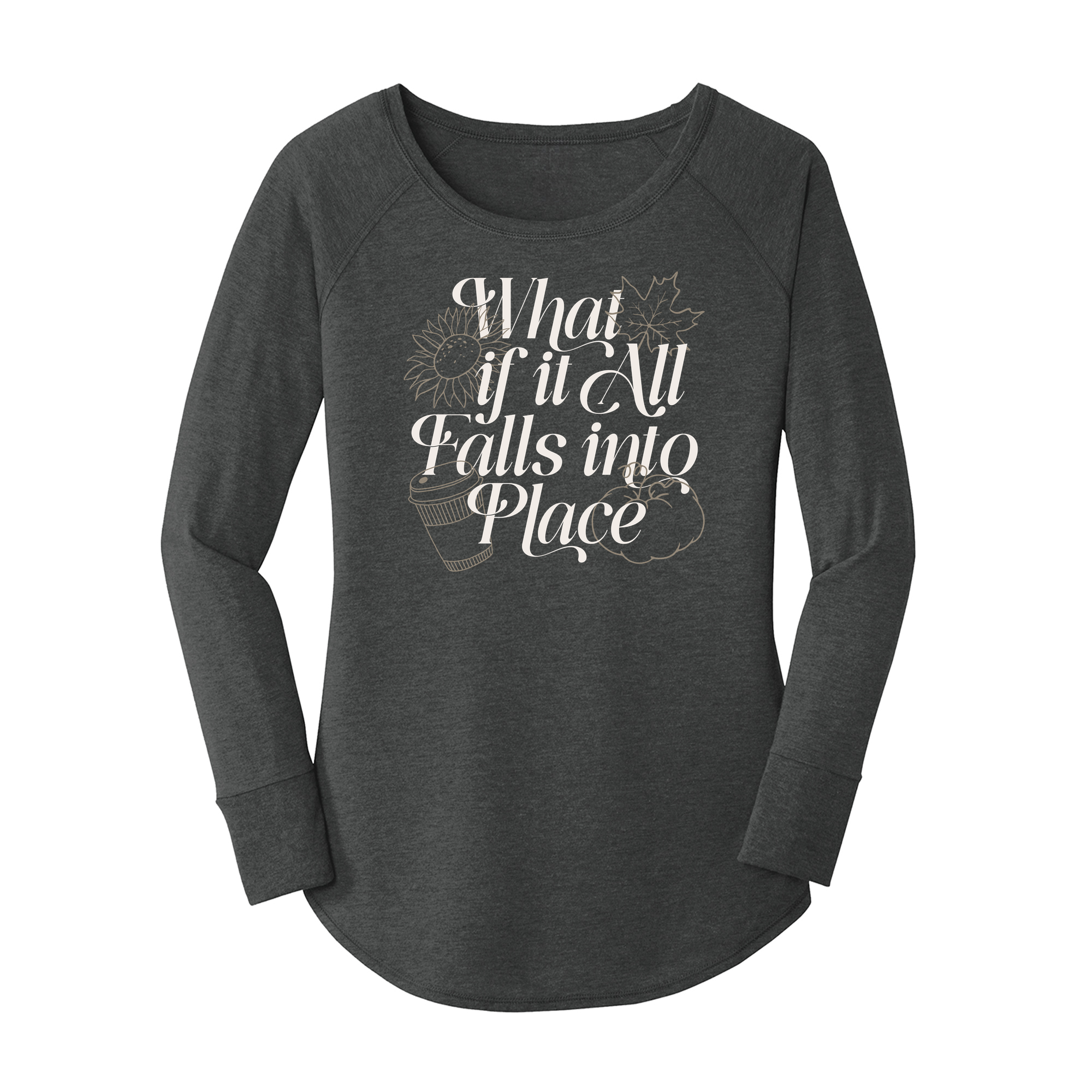 Womens X-Small Dark Heather Gray Long Sleeve Tunic Tee