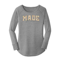 Womens X-Small Grey Long Sleeve Tunic Tee