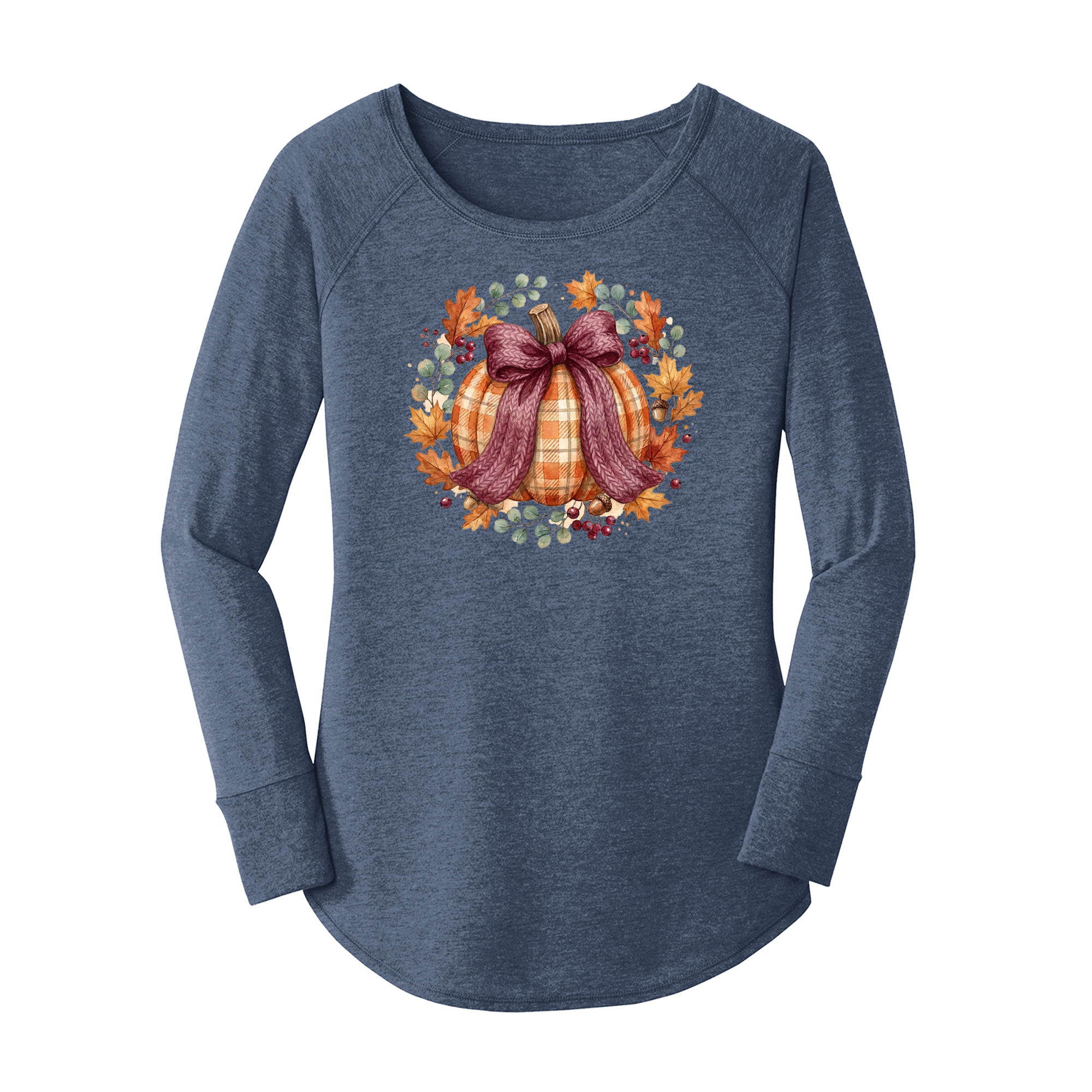 Womens X-Small Navy Heather Long Sleeve Tunic Tee