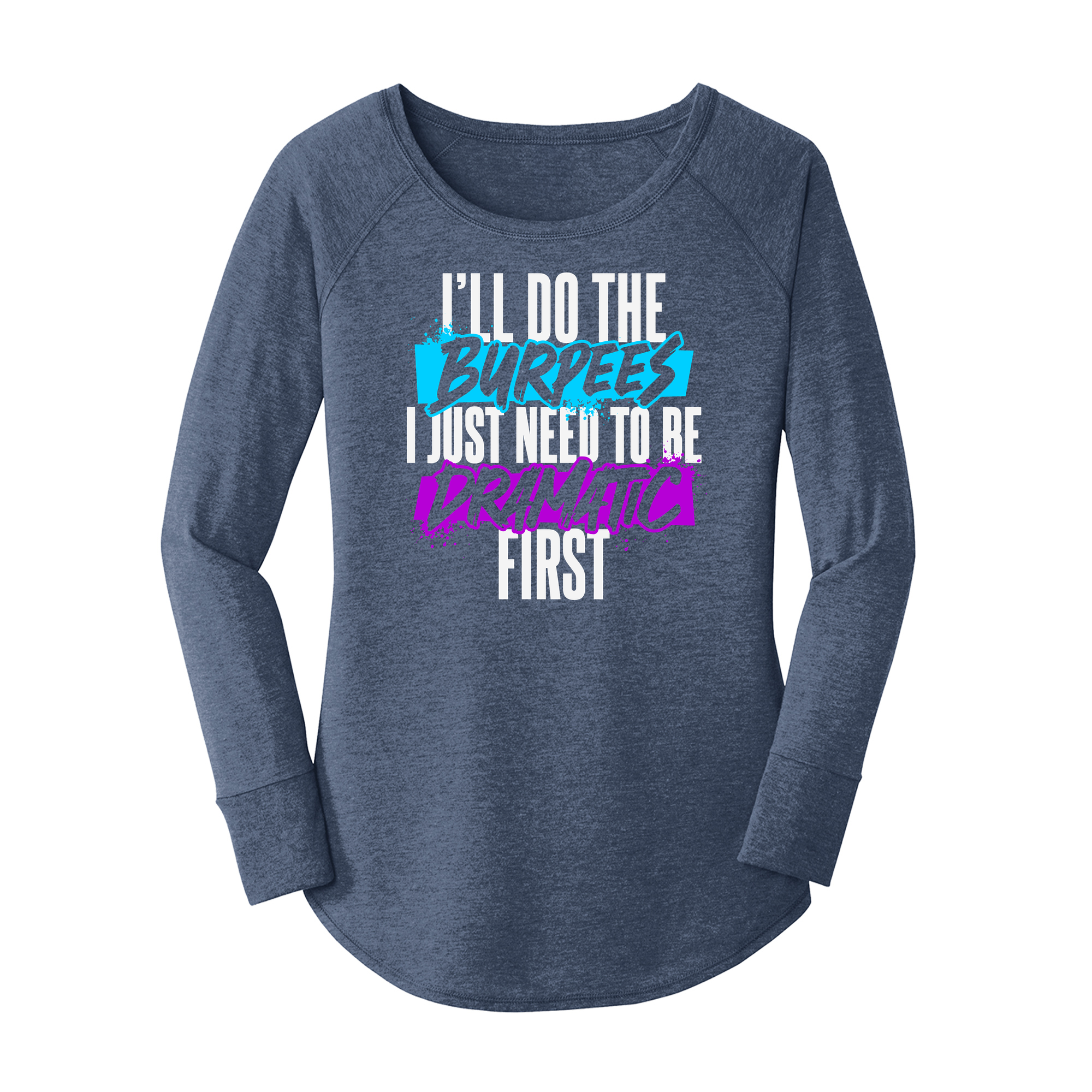 Womens X-Small Navy Heather Long Sleeve Tunic Tee