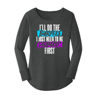 Womens X-Small Dark Heather Gray Long Sleeve Tunic Tee