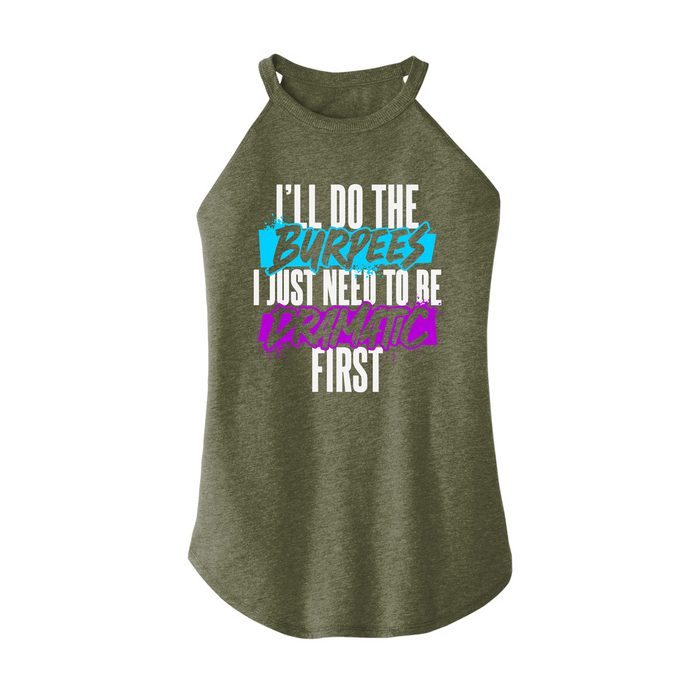 Womens X-Small Military Green Rocker Tank Top