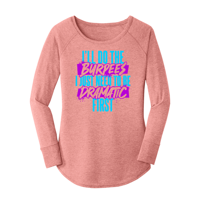Womens X-Small Light Pink Long Sleeve Tunic Tee