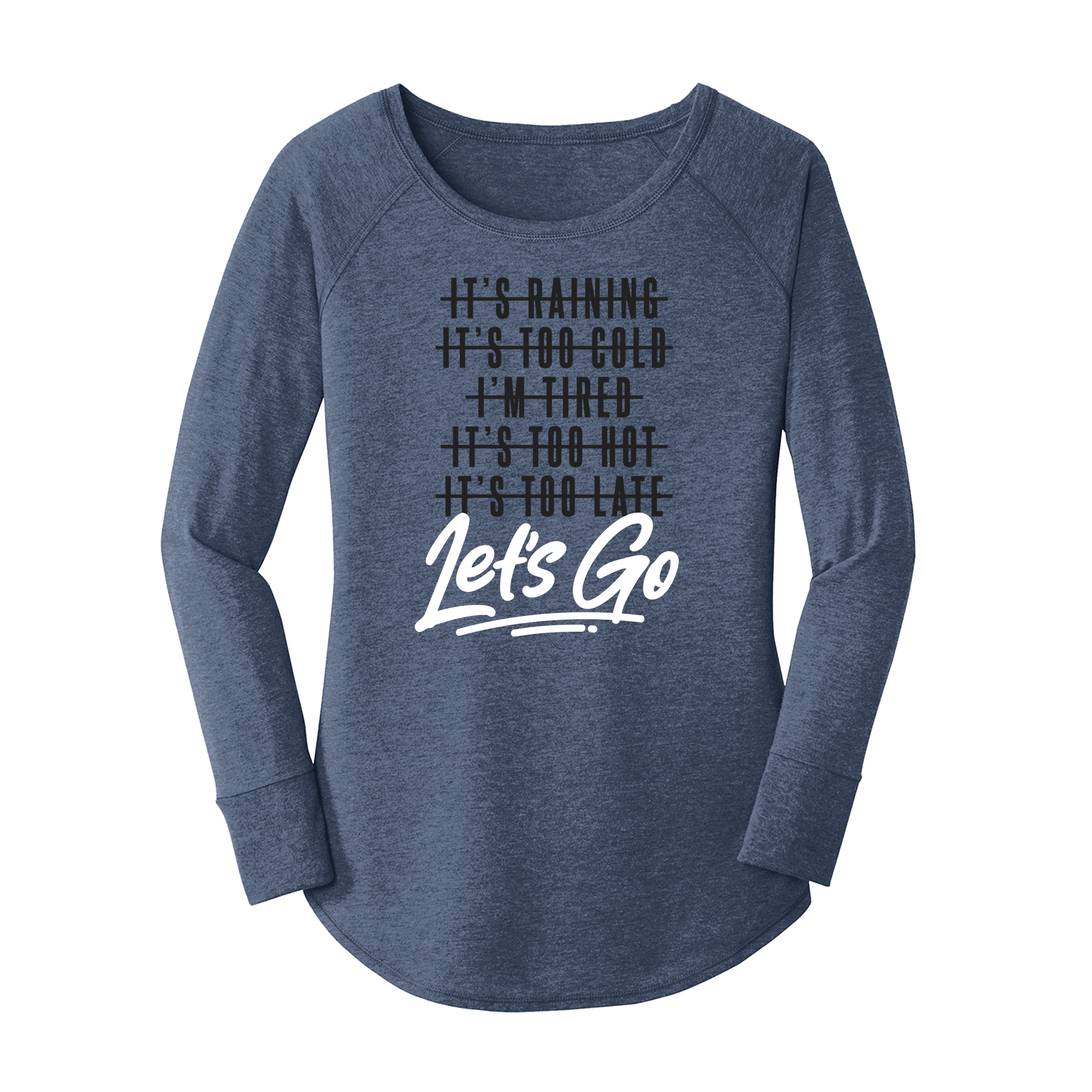 Womens X-Small Navy Heather Long Sleeve Tunic Tee