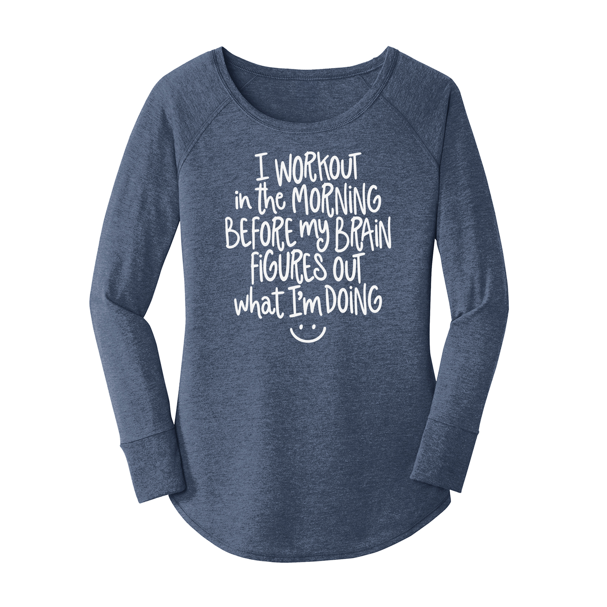 Womens X-Small Navy Heather Long Sleeve Tunic Tee