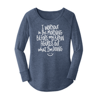 Womens X-Small Navy Heather Long Sleeve Tunic Tee