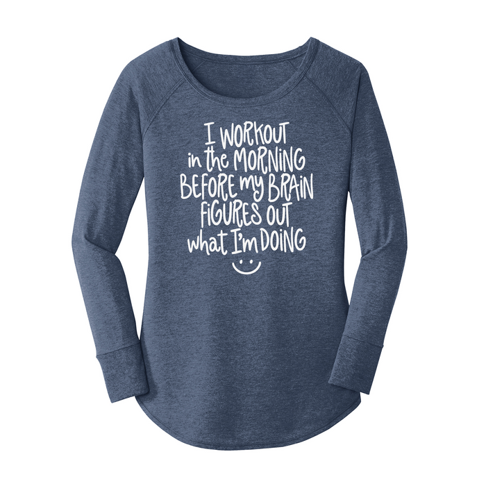 Womens X-Small Navy Heather Long Sleeve Tunic Tee