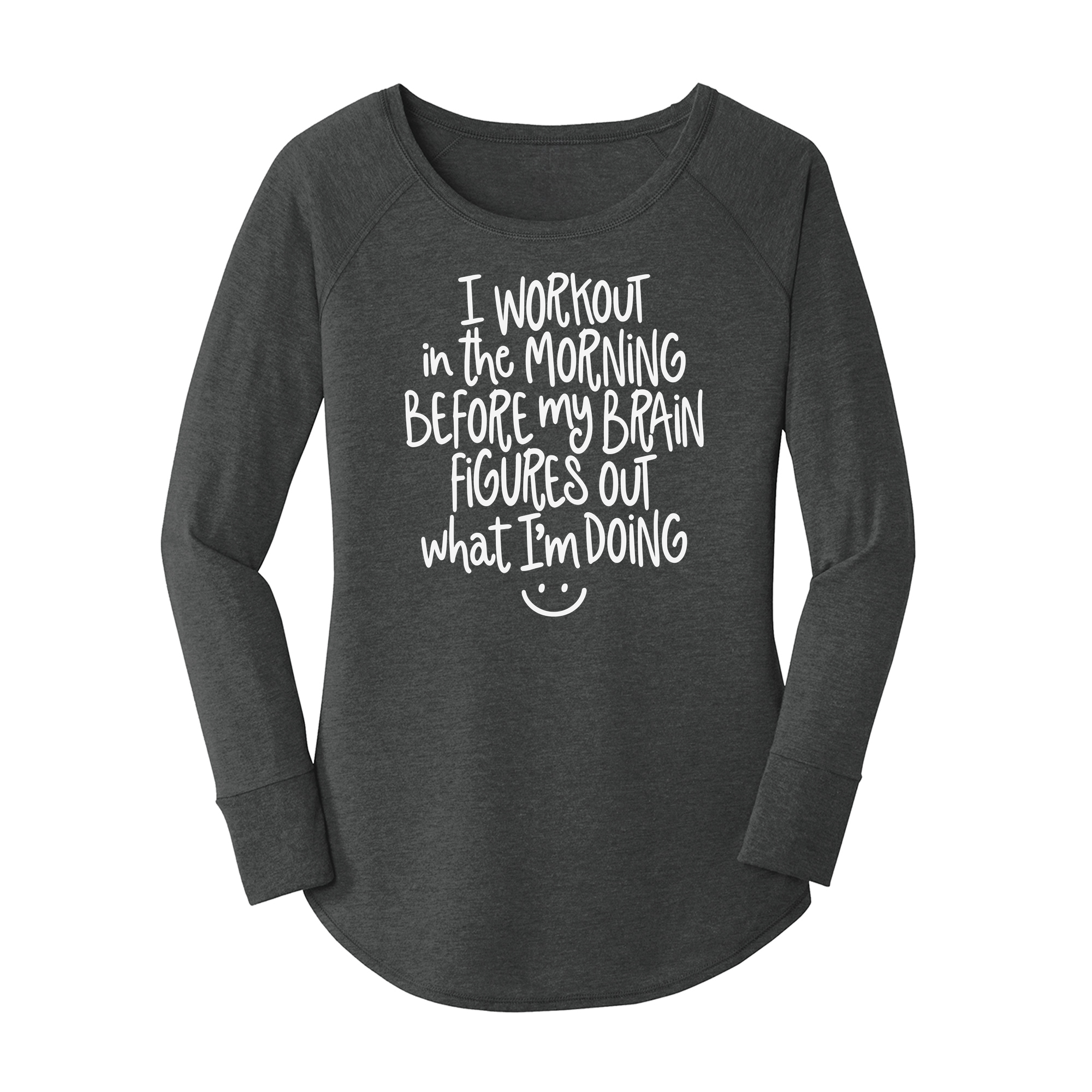 Womens X-Small Dark Heather Gray Long Sleeve Tunic Tee