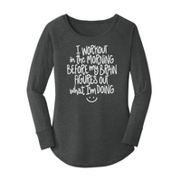 Womens X-Small Dark Heather Gray Long Sleeve Tunic Tee