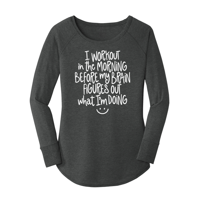 Womens X-Small Dark Heather Gray Long Sleeve Tunic Tee