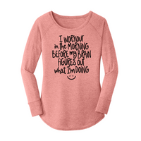 Womens X-Small Light Pink Long Sleeve Tunic Tee