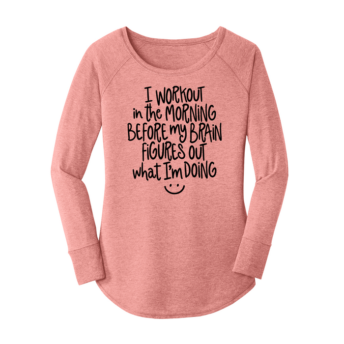 Womens X-Small Light Pink Long Sleeve Tunic Tee