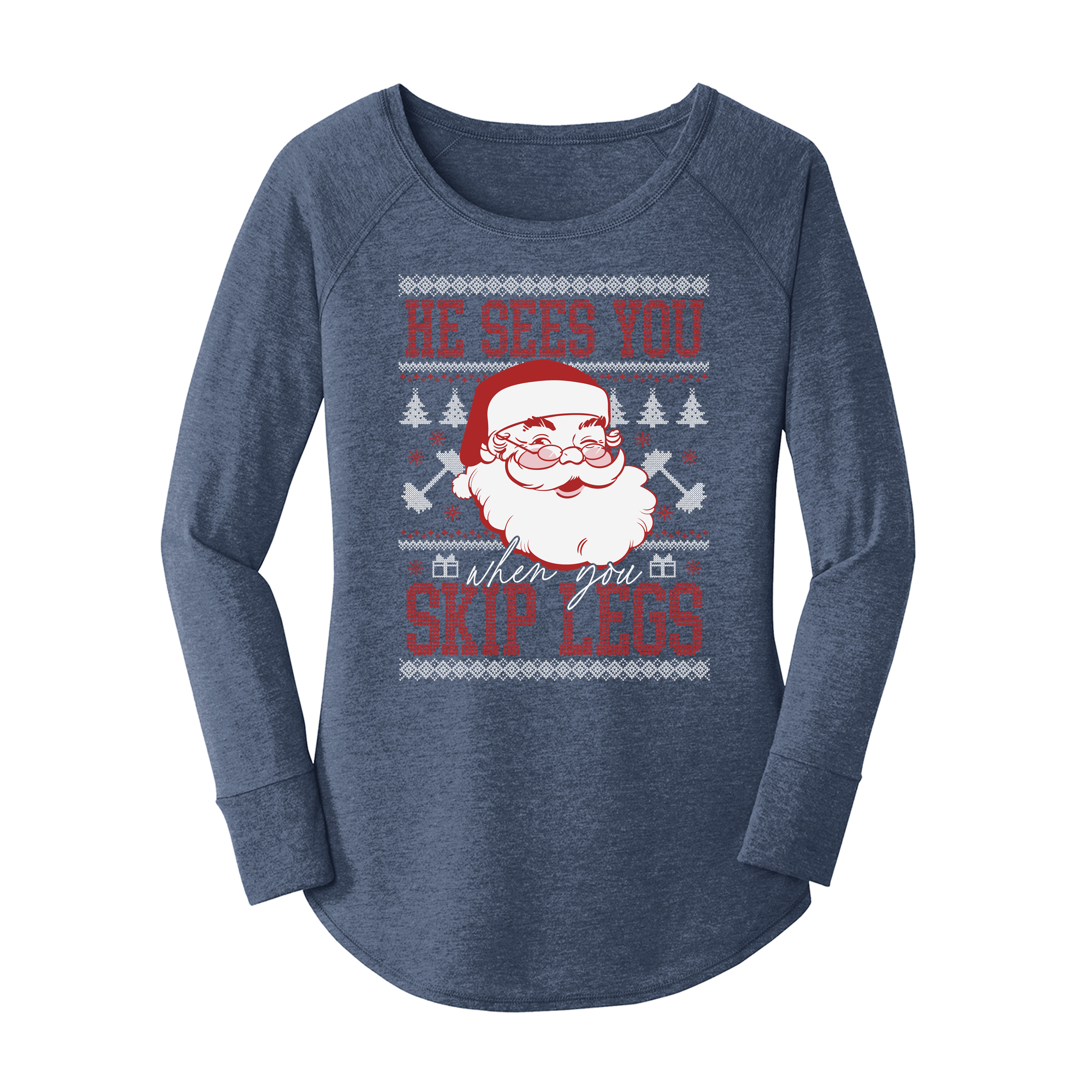 Womens X-Small Navy Heather Long Sleeve Tunic Tee