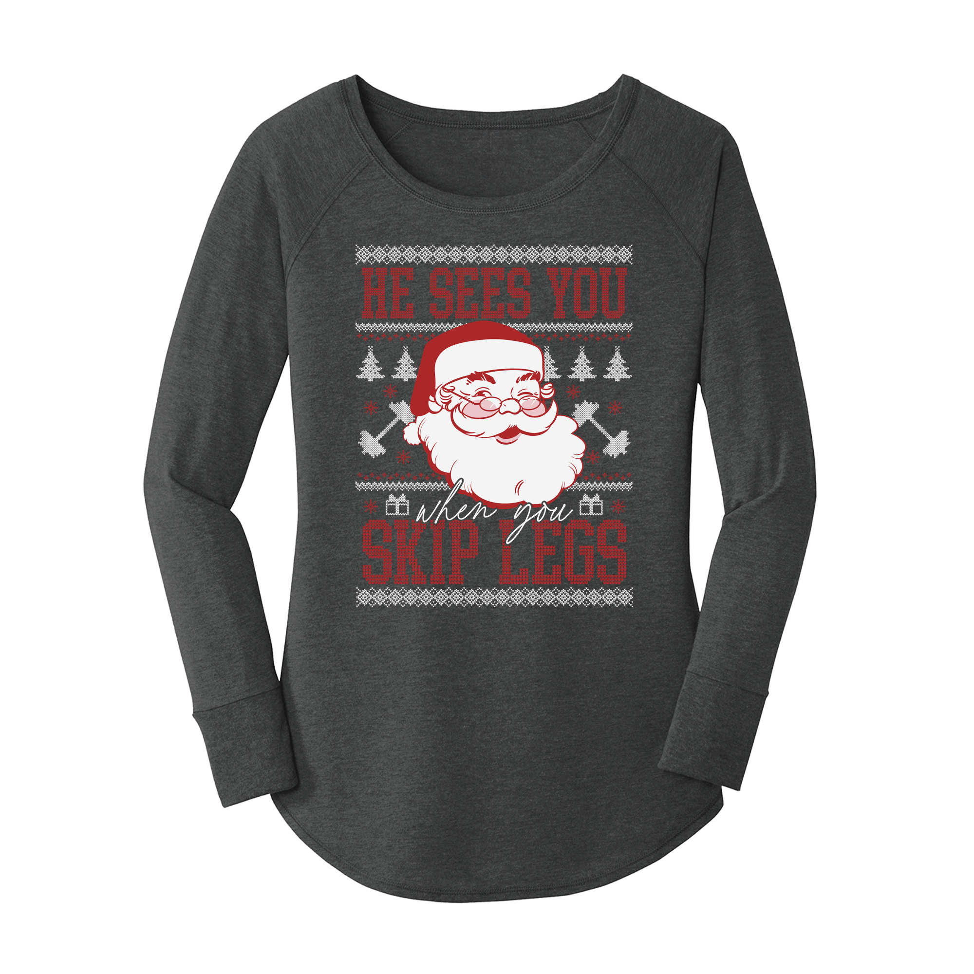 Womens X-Small Dark Heather Gray Long Sleeve Tunic Tee