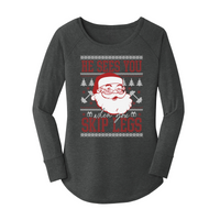 Womens X-Small Dark Heather Gray Long Sleeve Tunic Tee