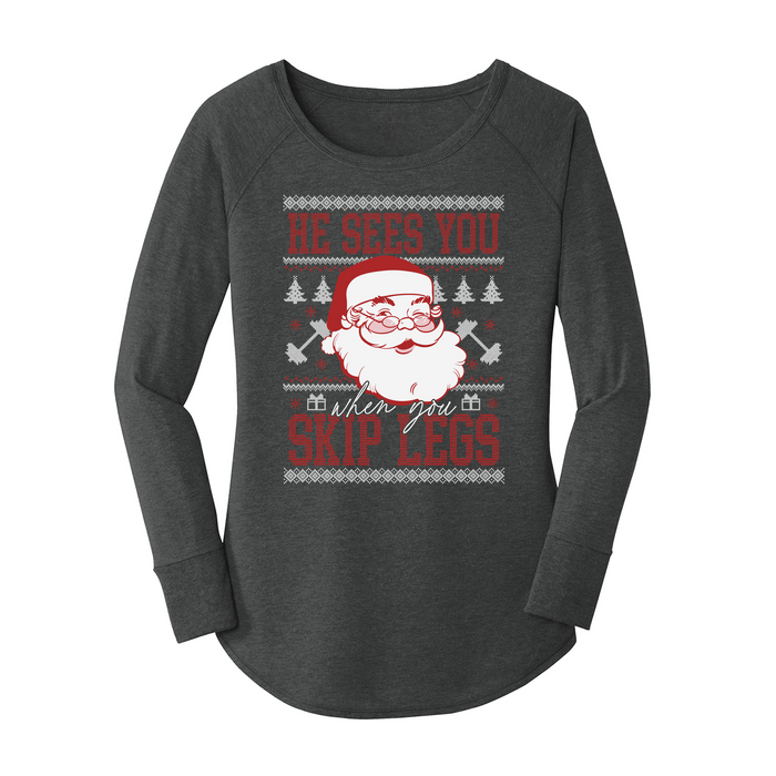 Womens X-Small Dark Heather Gray Long Sleeve Tunic Tee