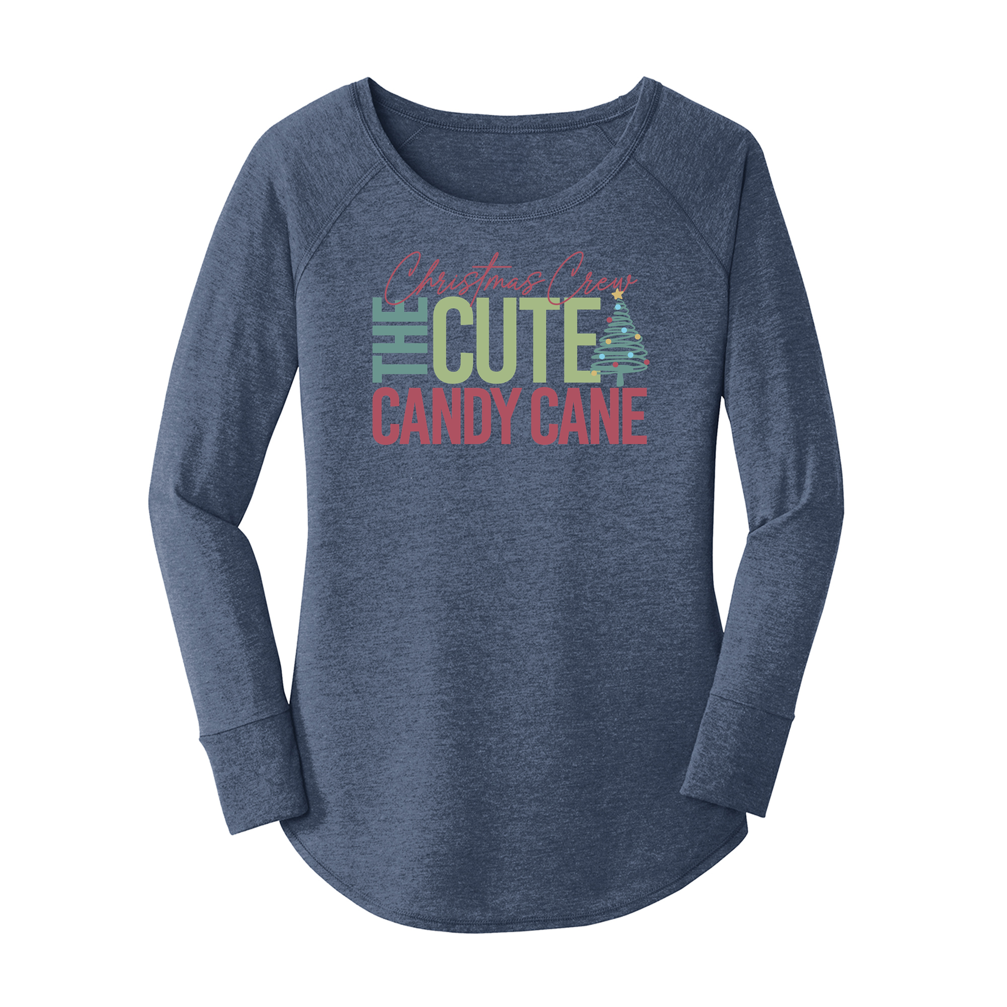 Womens X-Small Navy Heather Long Sleeve Tunic Tee
