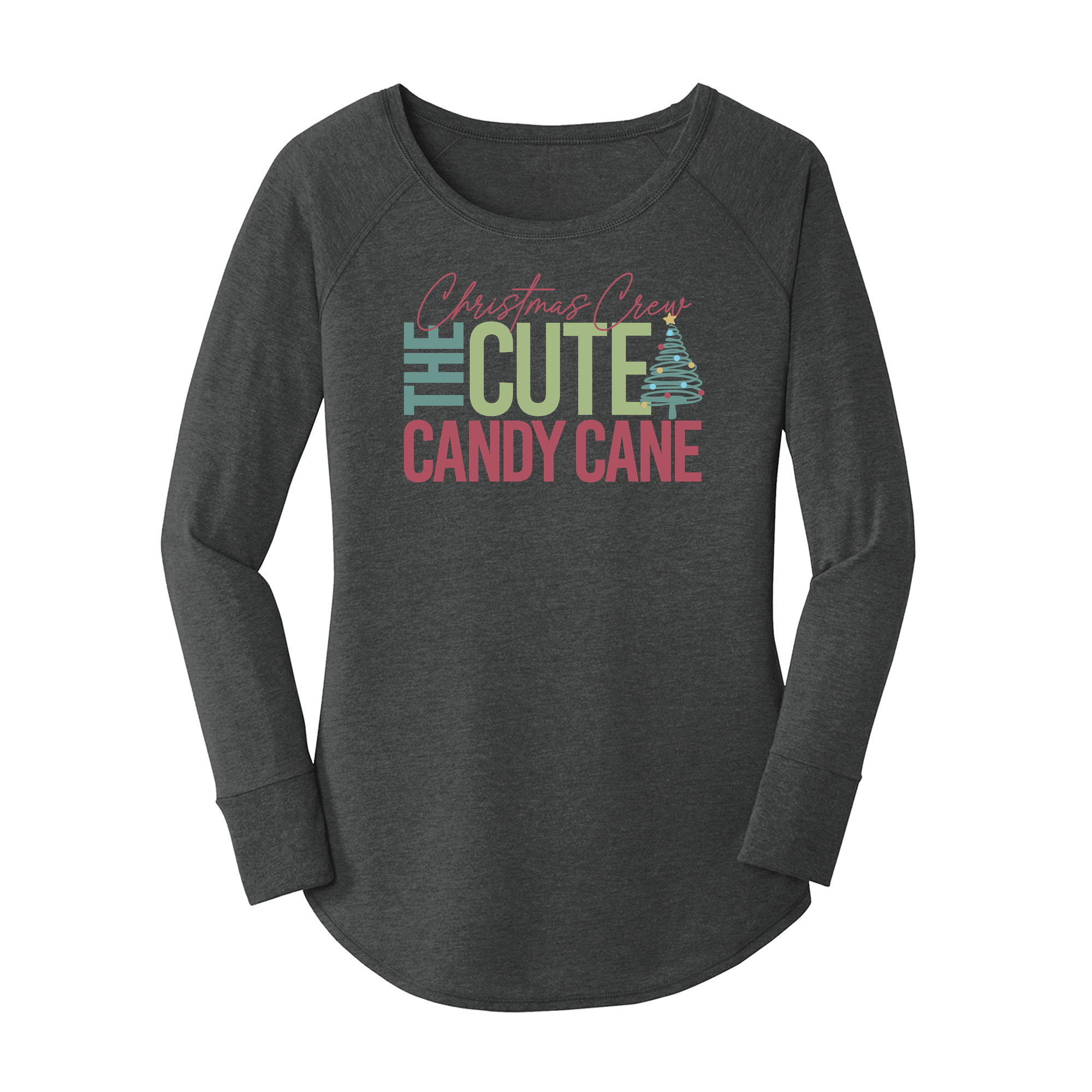 Womens X-Small Dark Heather Gray Long Sleeve Tunic Tee