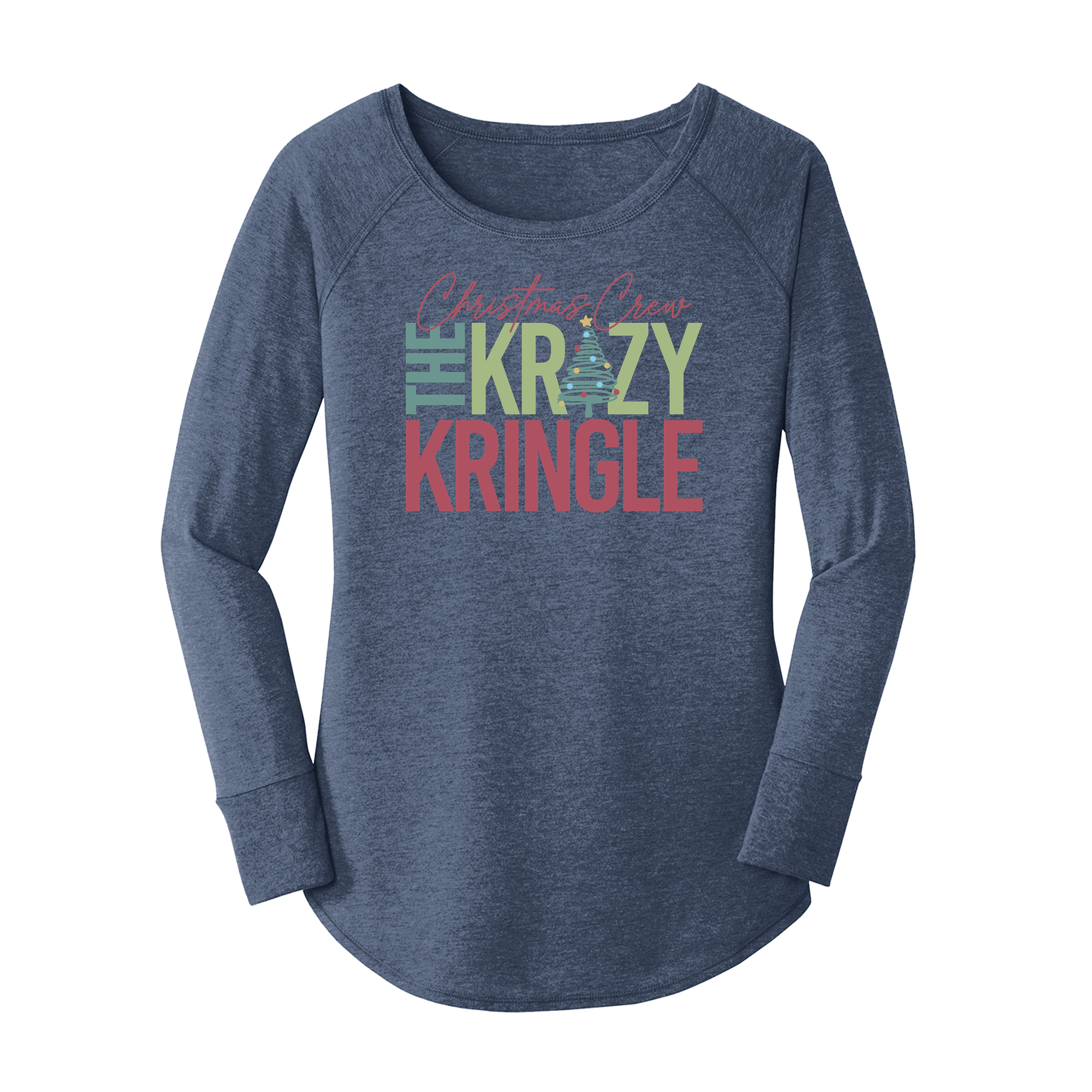 Womens X-Small Navy Heather Long Sleeve Tunic Tee