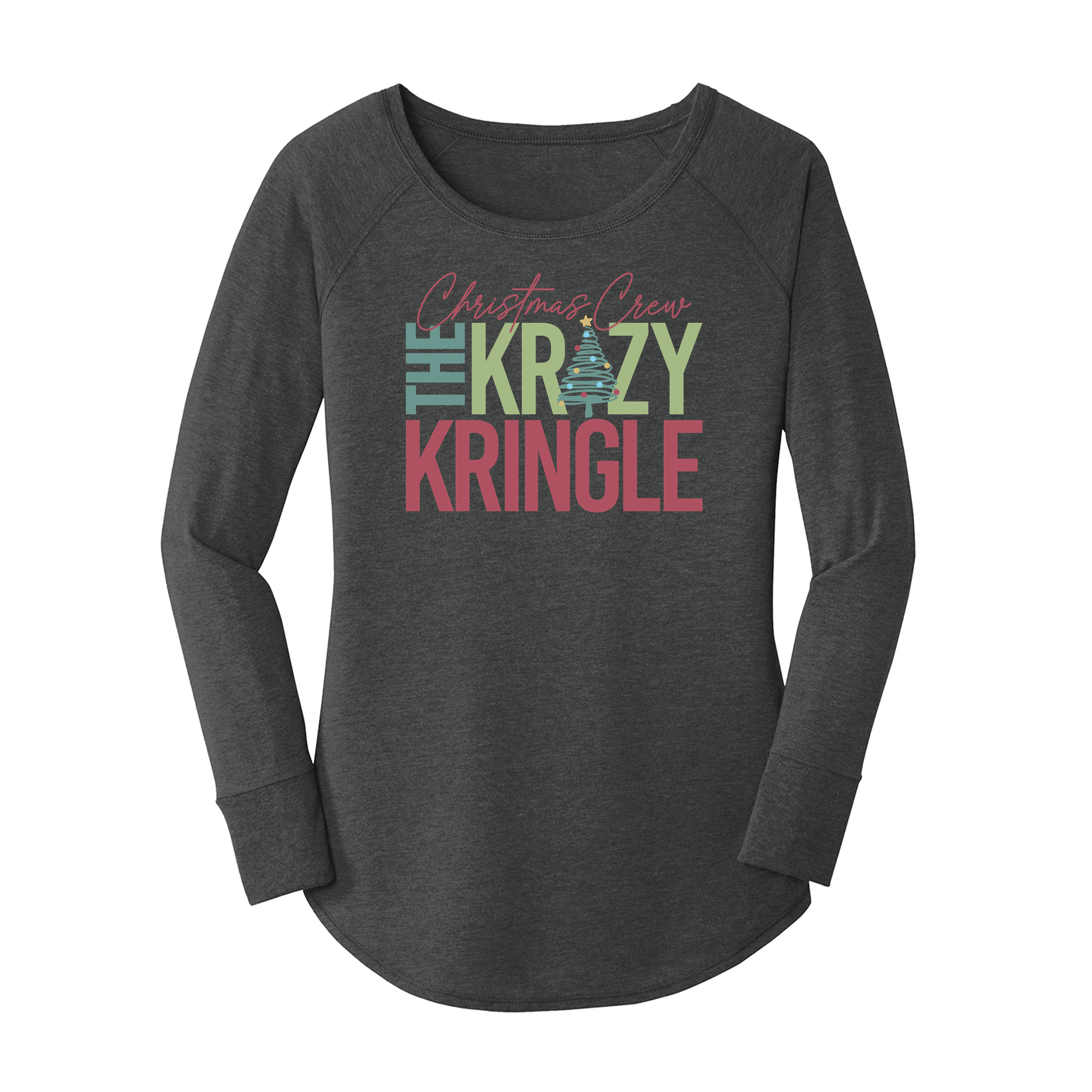 Womens X-Small Dark Heather Gray Long Sleeve Tunic Tee
