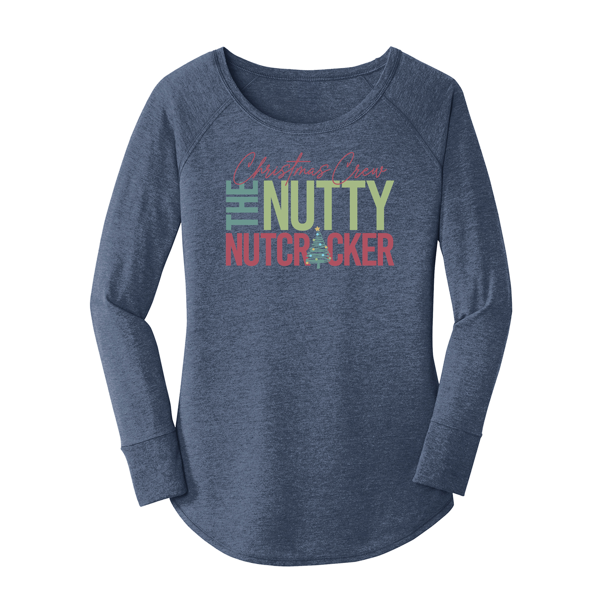 Womens X-Small Navy Heather Long Sleeve Tunic Tee