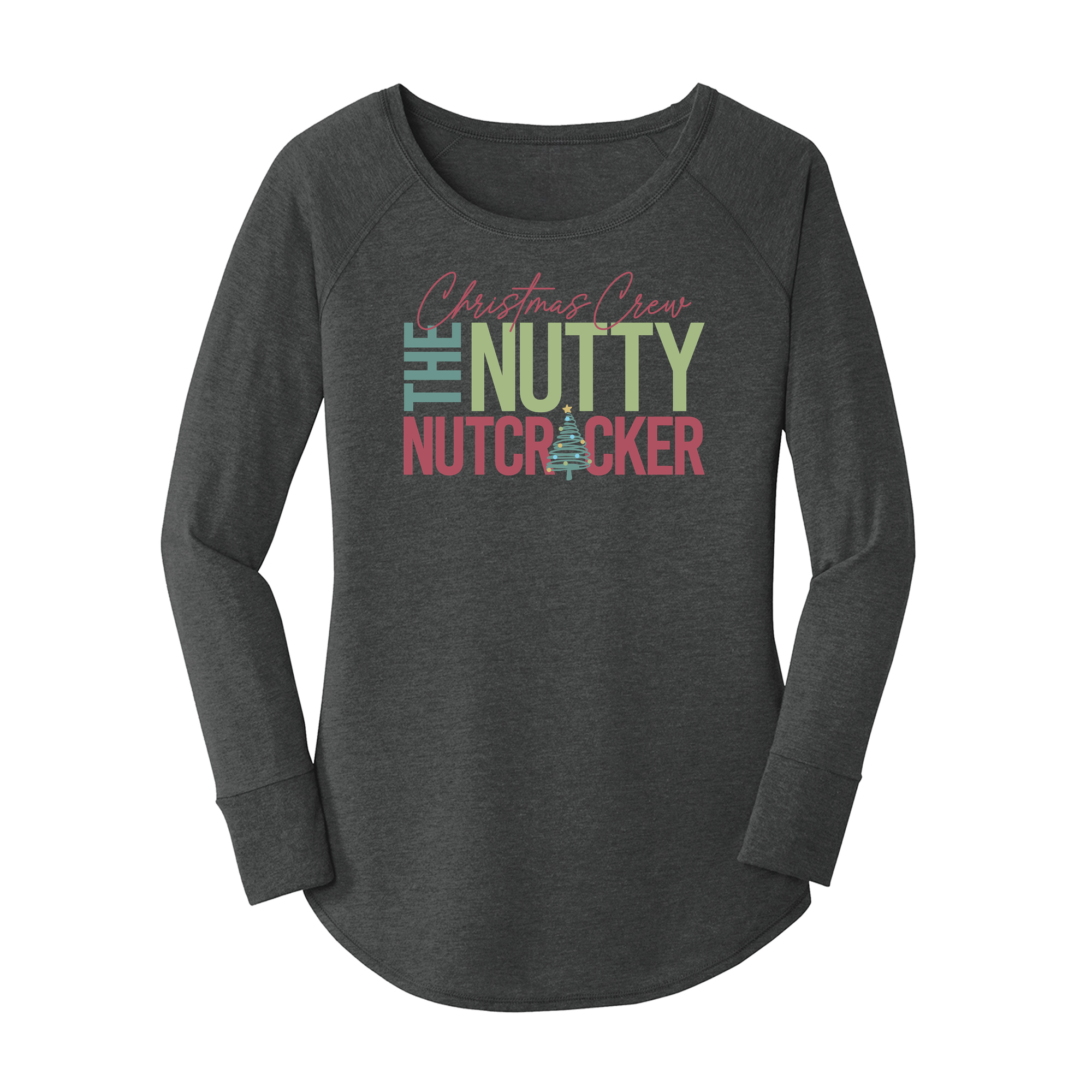 Womens X-Small Dark Heather Gray Long Sleeve Tunic Tee
