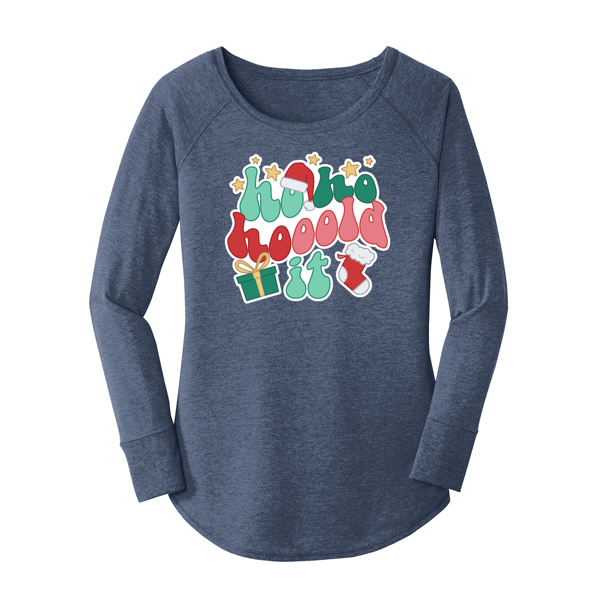 Womens X-Small Navy Heather Long Sleeve Tunic Tee