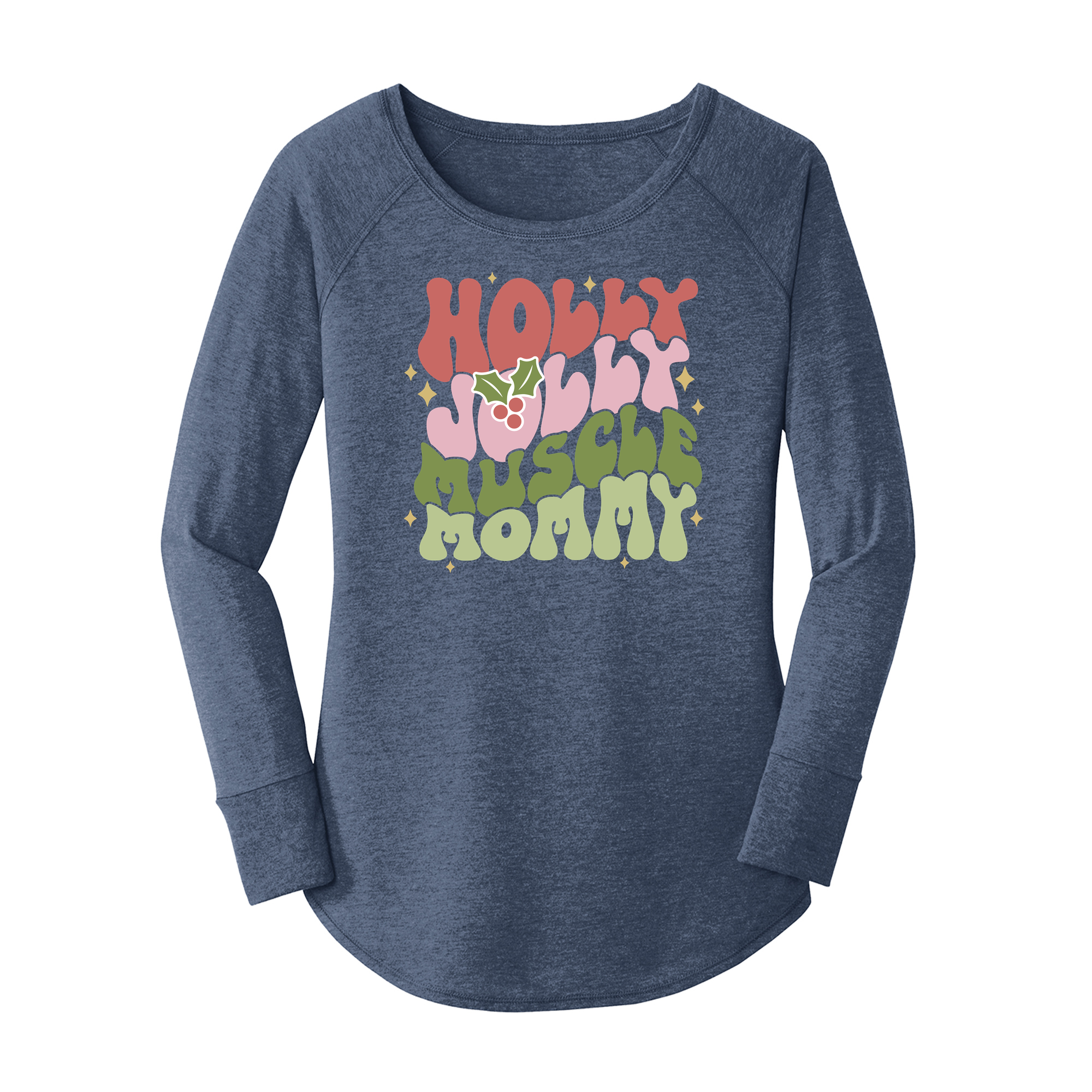 Womens X-Small Navy Heather Long Sleeve Tunic Tee