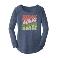 Womens X-Small Navy Heather Long Sleeve Tunic Tee