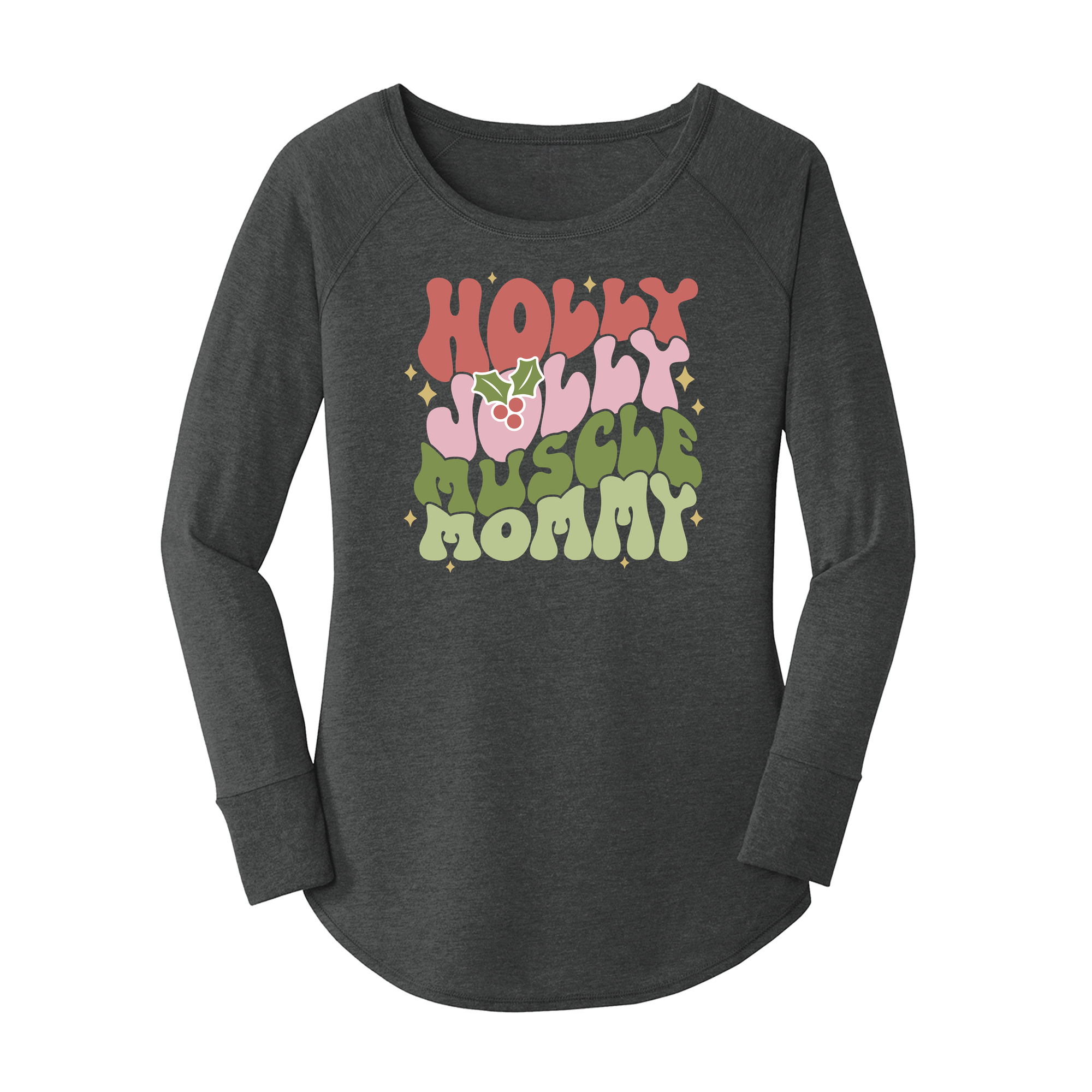 Womens X-Small Dark Heather Gray Long Sleeve Tunic Tee
