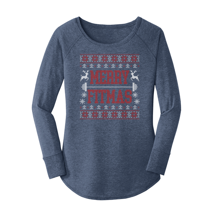 Womens X-Small Navy Heather Long Sleeve Tunic Tee