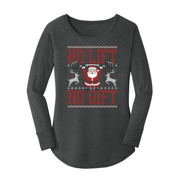 Womens X-Small Dark Heather Gray Long Sleeve Tunic Tee