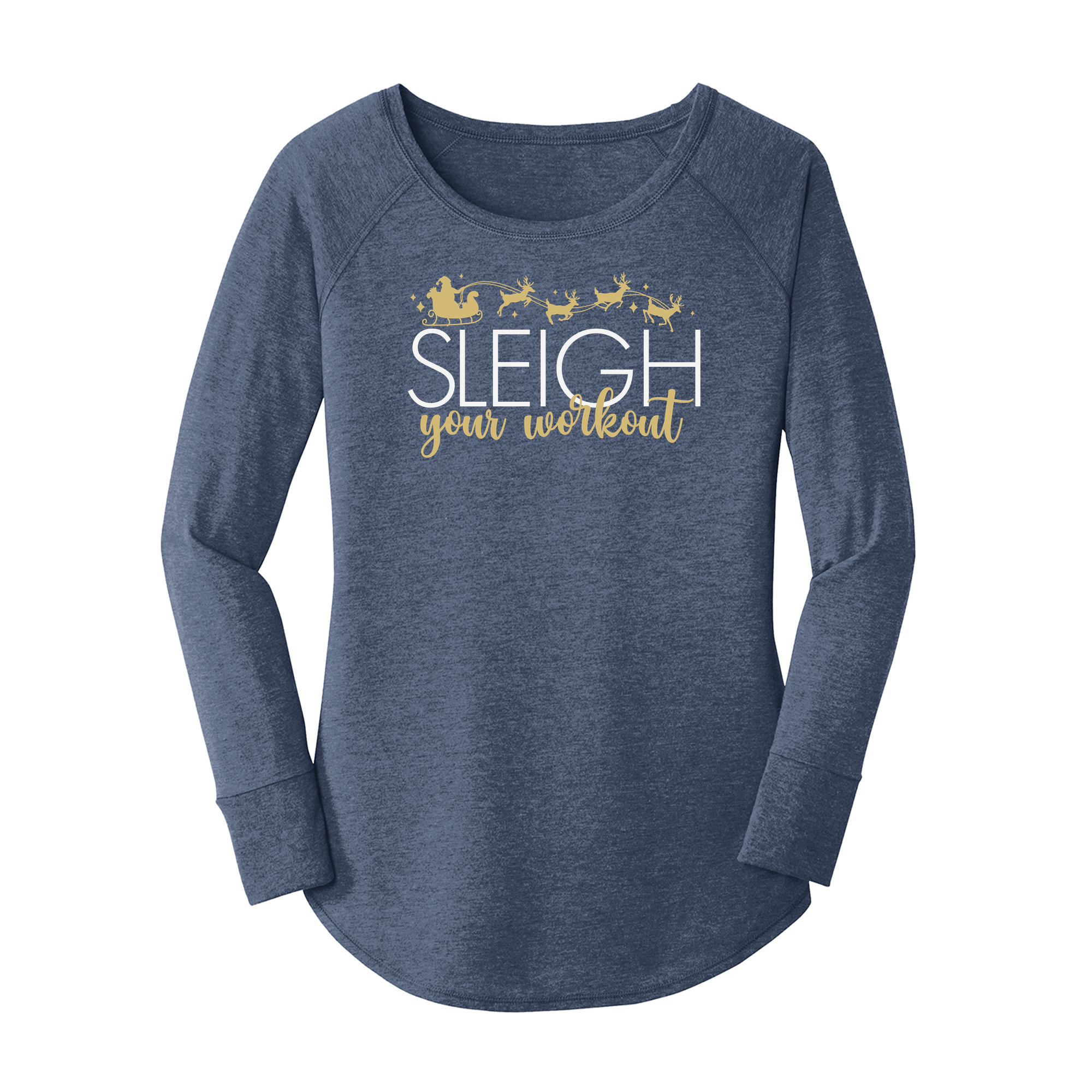 Womens X-Small Navy Heather Long Sleeve Tunic Tee
