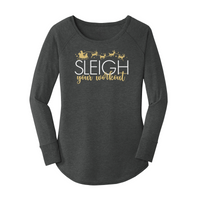 Womens X-Small Dark Heather Gray Long Sleeve Tunic Tee