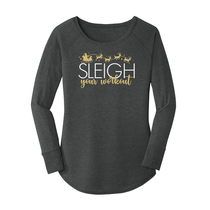 Womens X-Small Dark Heather Gray Long Sleeve Tunic Tee