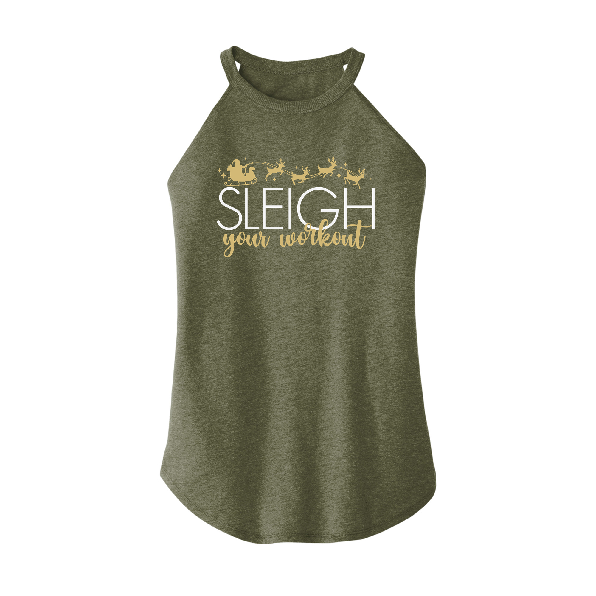 Womens X-Small Military Green Rocker Tank Top