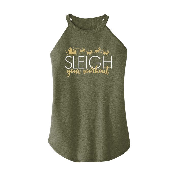 Womens X-Small Military Green Rocker Tank Top