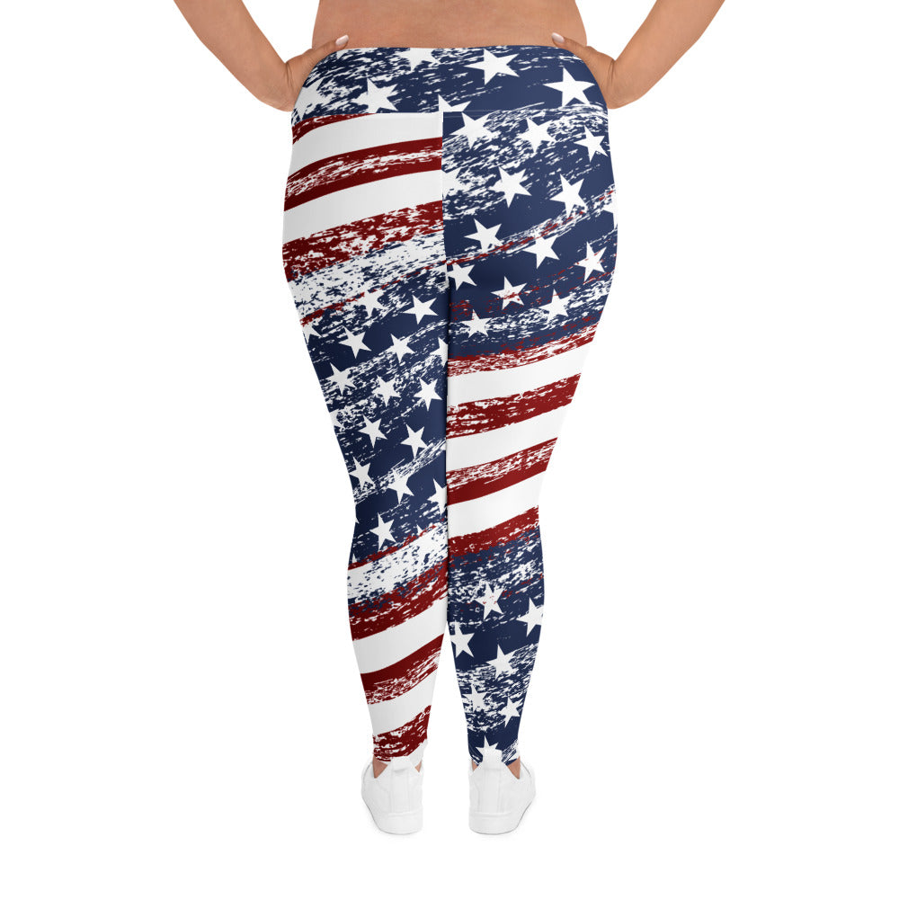 Grunge Stars Stripes Curvy Performance Leggings
